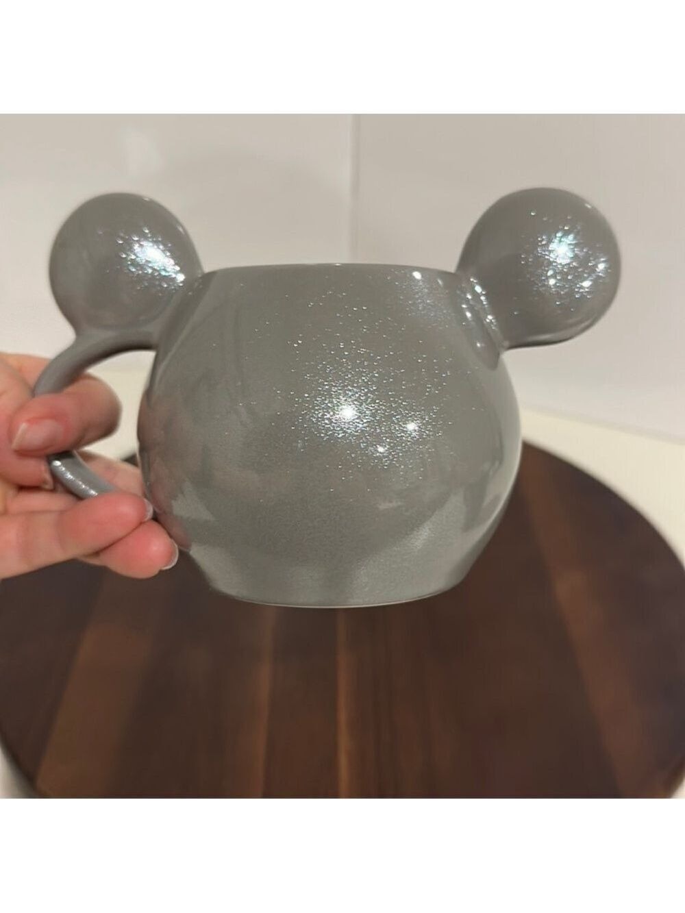 ✨ Disney Mickey Mouse Sparkly Silver Ear Mug – BNWT – Glitter Ceramic Cup ✨